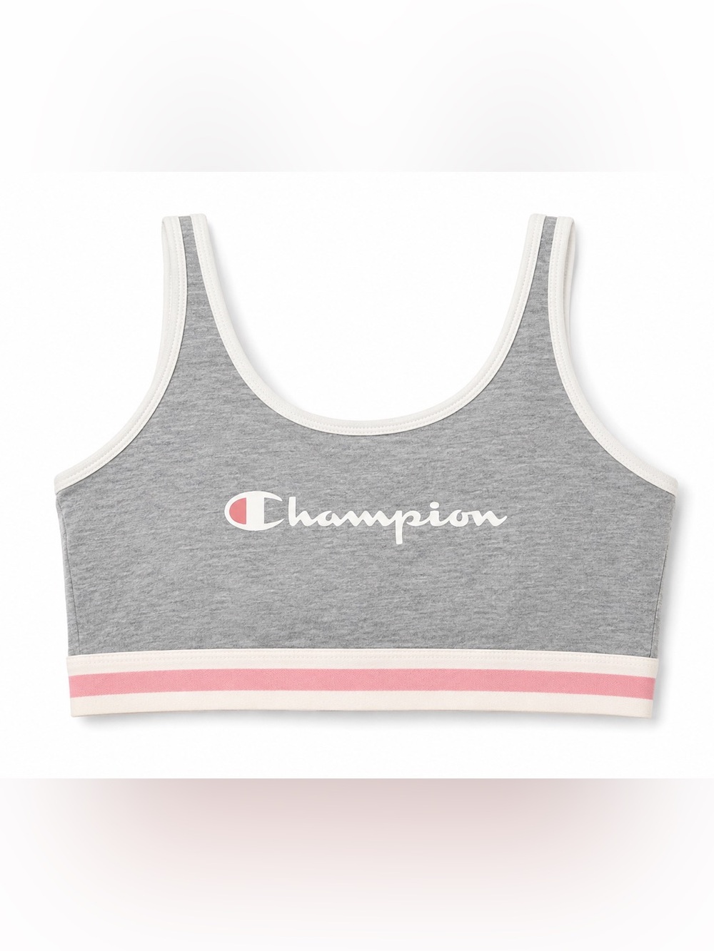 Champion Grey Bralette with Pink Trim and Logo